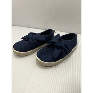 OshKosh B'gosh Navy Embroidered Slip On Sneakers with Bow Kids Size 8M